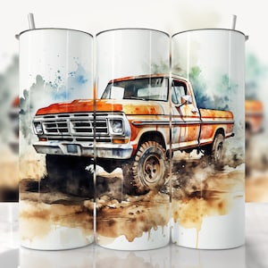 Truck 20oz Tumbler, Truck Sublimation, Square Body Truck PNG, Straight & Tapered Tumbler Wrap, Sublimation Tumbler, Truck Tumbler