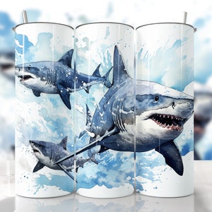 Shark Tumbler Wrap, Seamless Tumbler Wrap, Shark Sublimation, Straight & Tapered Tumbler, Ocean Tumbler Wrap, Sea Life Tumbler Png Shark Png