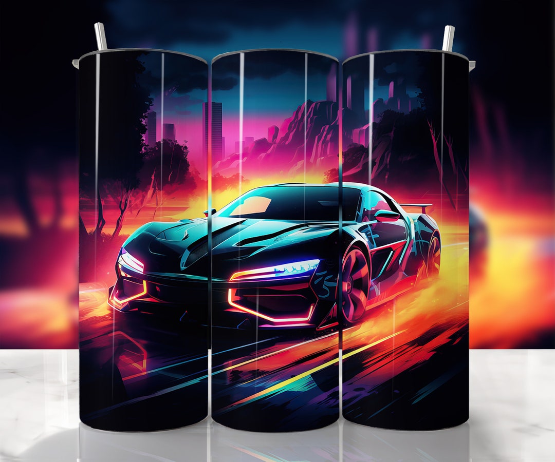 Sports Car Tumbler Wrap, Neon Tumbler Wrap, Straight & Tapered Tumbler