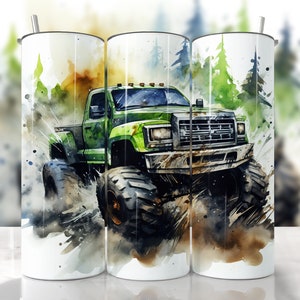 Monster Truck Tumbler Wrap, Seamless Monster Tumbler Png, Straight & Tapered Tumbler Wrap, Truck Tumbler Wrap, Truck Sublimation Tumbler