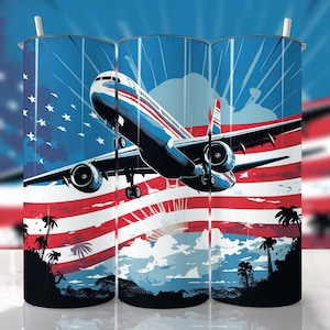 Airplane Tumbler Wrap, Pilot Tumbler Wrap, Plane In The Sky Tumbler, American Tumbler Wrap, Airplane, Straight & Tapered Tumbler Wrap