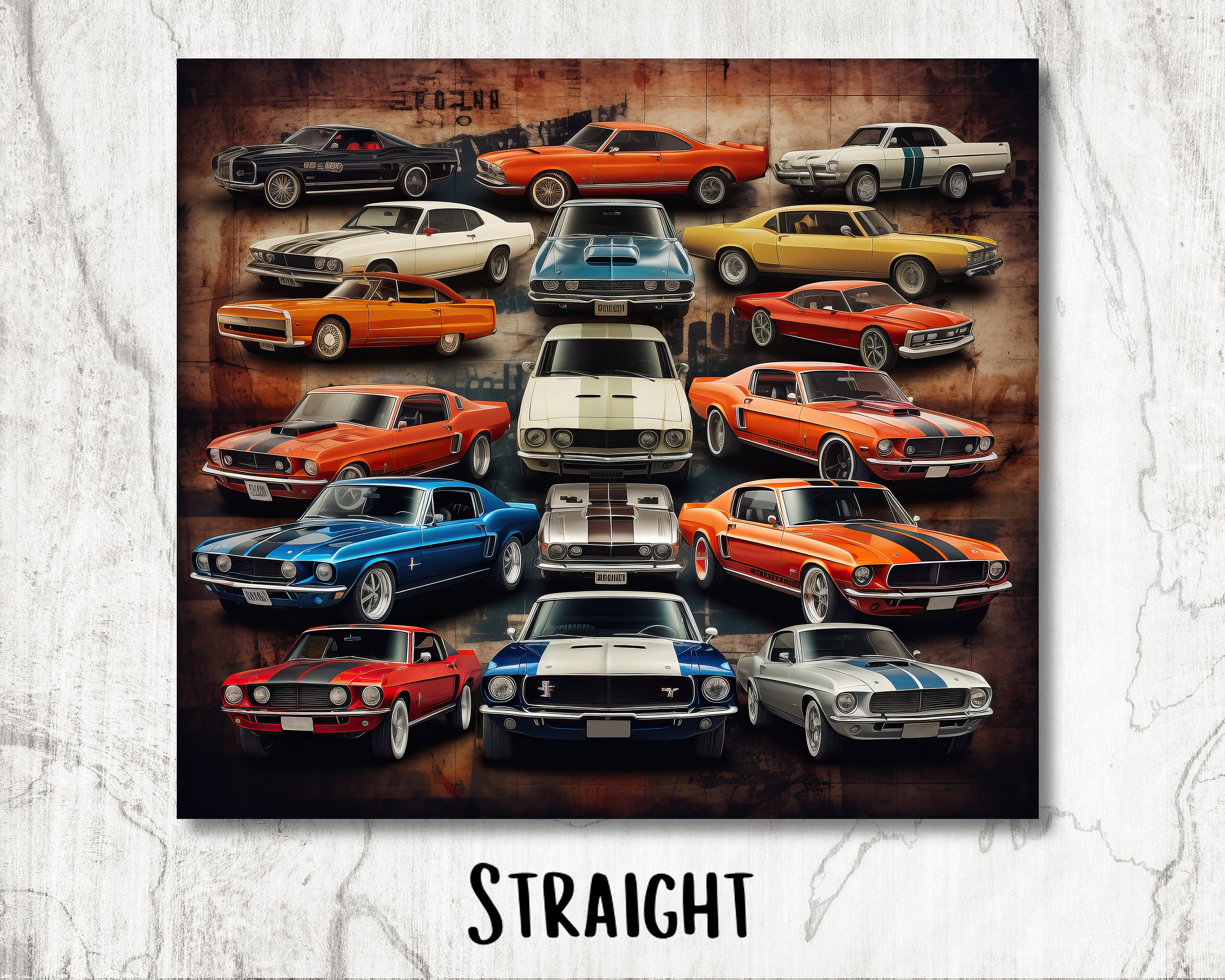 Muscle Car Tumbler Wrap, Vintage Car Tumbler, Straight & Tapered