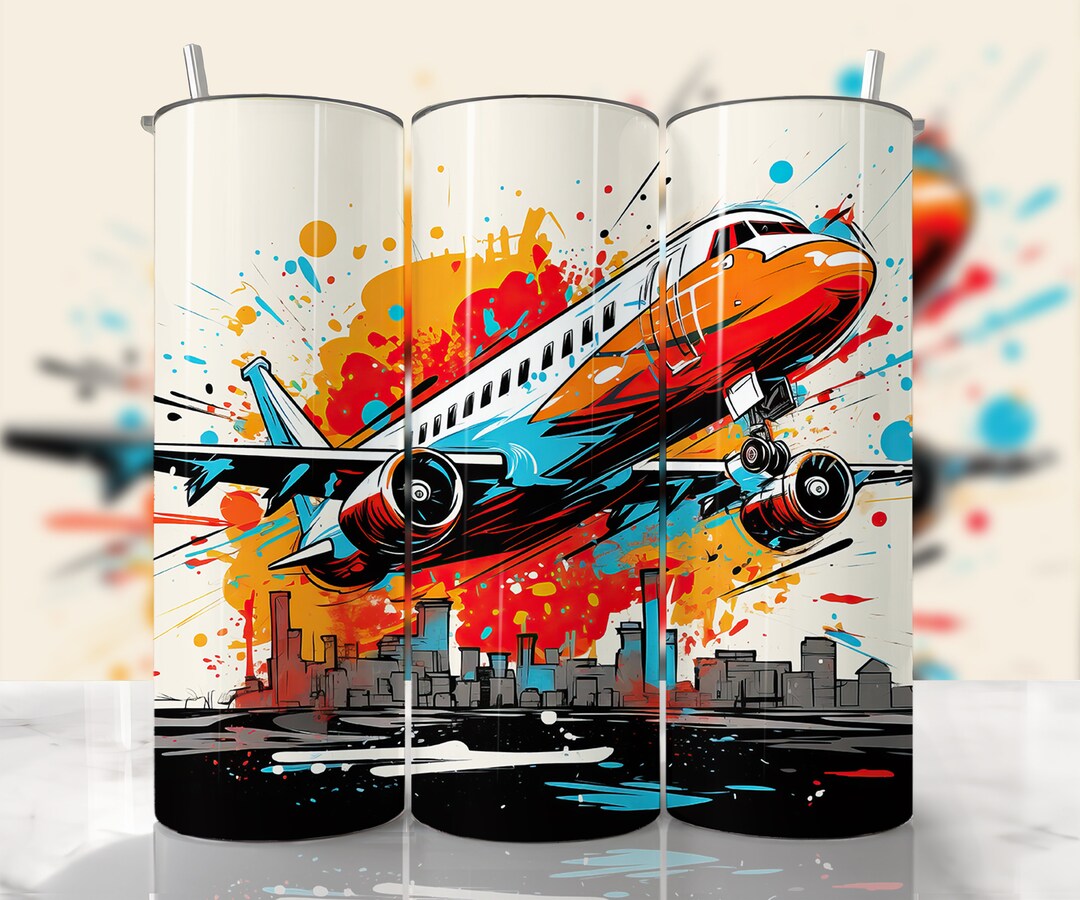 Airplane Tumbler Wrap Pilot Tumbler Wrap PNG Graffiti Etsy