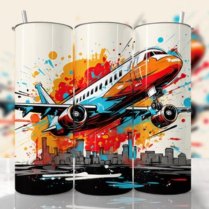 Airplane Tumbler Wrap, Pilot Tumbler Wrap PNG, Graffiti Tumbler Wrap, Airplane, Straight & Tapered Tumbler Wrap, Plane Taking Off Tumbler