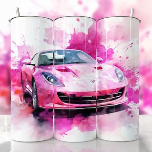 Pink Sports Car Tumbler Wrap, Classic Car Tumbler, Straight & Tapered Tumbler Wrap, Car Sublimation, Muscle Car Tumbler, Car Tumbler PNG