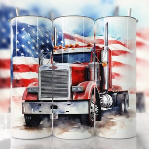 Seamless Truck Tumbler Wrap, America Truck Tumbler Wrap, Straight & Tapered Tumbler Wrap, Truck Driver Wrap, PNG Truck Sublimation Tumbler