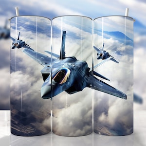 Fighter Jet Tumbler Tumbler Wrap PNG, Air Force Tumbler Wrap, Aviation Sublimation, Military Plane, Straight & Tapered Tumbler Wrap