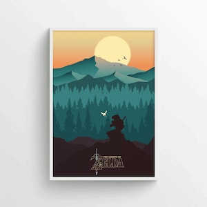 The Legend of Zelda poster, Link poster, Ocarina of Time, BOTW, printable wall art, home deco, wall art, poster, TOTK, videogame poster