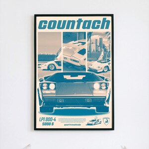 Lamborghini Countach Poster, Car poster, Hypercar Poster, Print, Honda, Supercar Print, Poster, Home Decor, Wall Decor, Vintage Car, Car