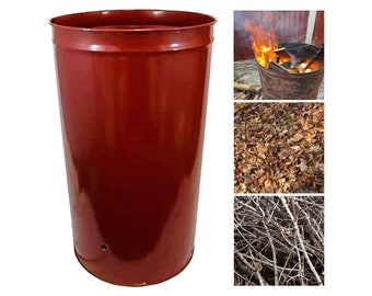 Large Steel Incinerator Bin 210 Litre Steel Drum Burner Barrel 210L Heavy Duty Burn Garden Rubbish Waste Fire Pit Burning Bin Wood burner