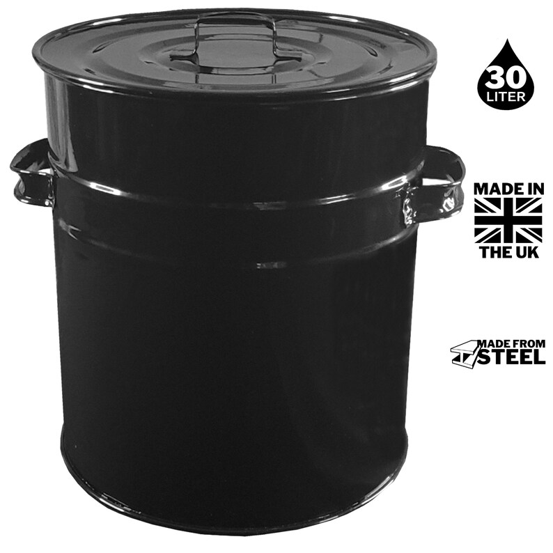 Black Ash Bucket Fireside Storage Coal Bin Skuttle With Lid Fire Log 30