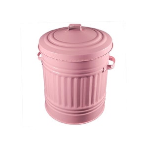 Baby Pink Metal Bin with Dustbin Lid Strong Steel 30L Bin Ideal for the Home Kitchen Rubbish Waste Bin Animal Feed Pet Food Bin
