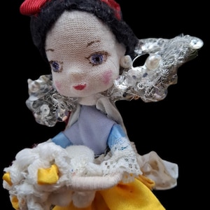 Snow White and Evil Queen Figurine Scene, Fairy Tale Theatre Display/Handmade Vintage Decor