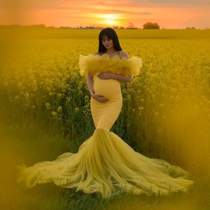 Elegant maternity tulle dress for photo shoot. Maternity dress for babyshower