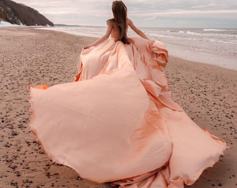 Flying Dress Long Dress With Train Flowy Dress for Photoshoot Cappadocia Dress  Engagement Photoshoot Dress Beach Photoshoot Dress - Etsy