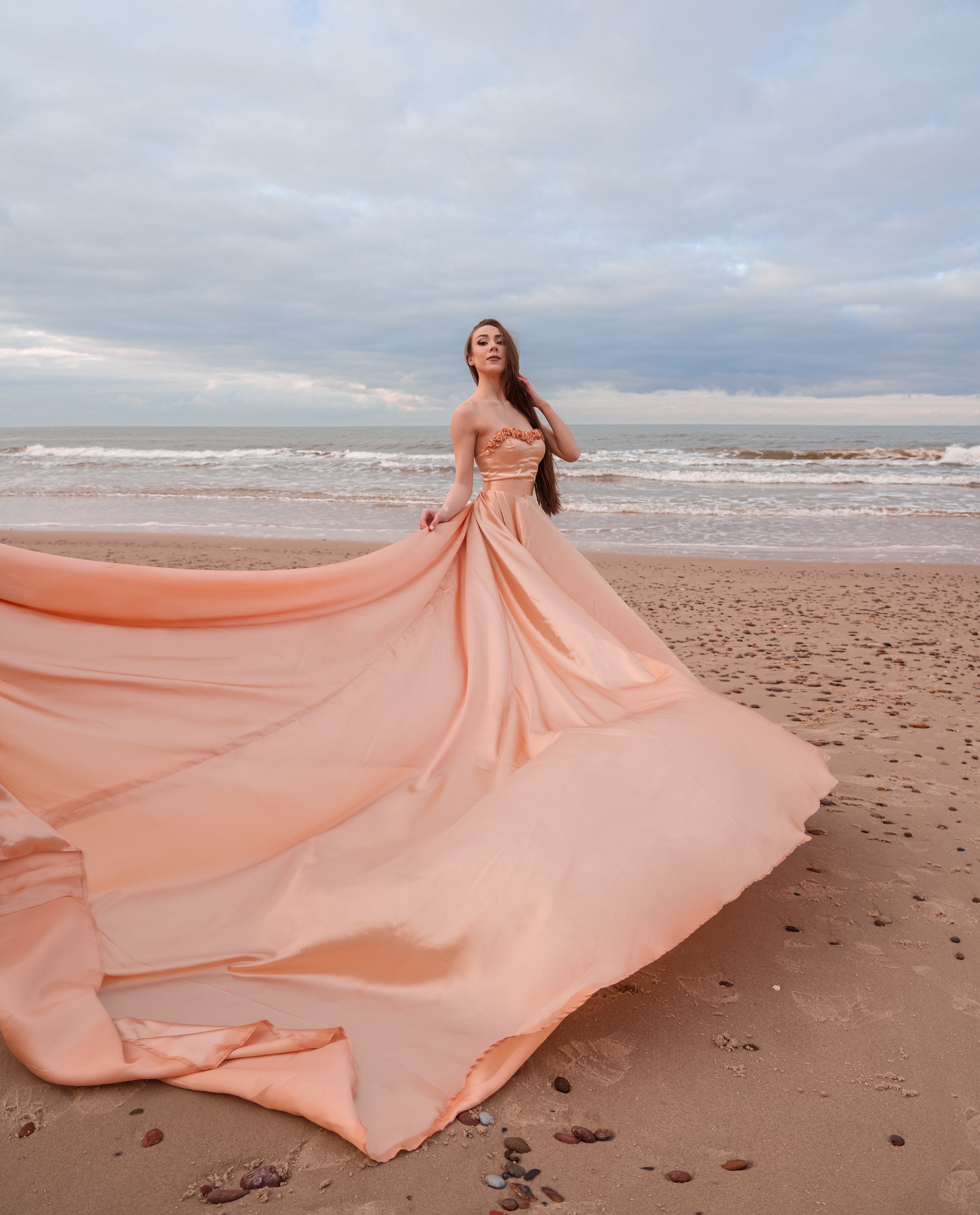 Maxi Dress With Long Train Etsy