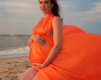 Maternity Photoshoot Dress | Photoshoot Ruched Gown | Flowy Long Dress |  Flying Dress for Photoshoot | Babyshower Flowy Dress - Etsy
