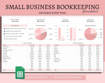 Small Business Bookkeeping Spreadsheet: Income & Expense Tracker (Google Sheets)