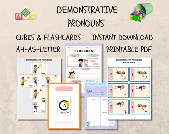 Language Learning Printable Flash Cards Pronouns Gift Cubes Young ...