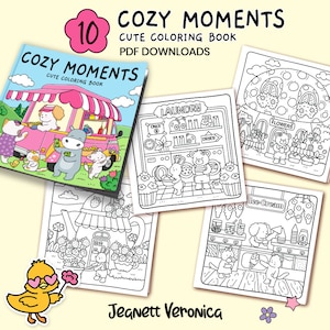 Cozy Moments Coloring Pages | Set One 10 pages | Instant Download PDF