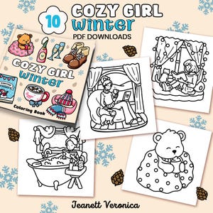 Cozy Girl Winter Coloring Pages | Set Two 10 pages | Instant Download PDF