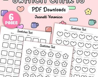 Tabla de muestras para colorear imprimible / Hoja de colores para marcadores de alcohol / Descarga instantánea en PDF