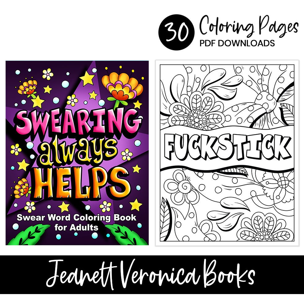 Swearing Printable Coloring Pages - Adult Swear Word Coloring Sheets P –  Homemade Heather Shop