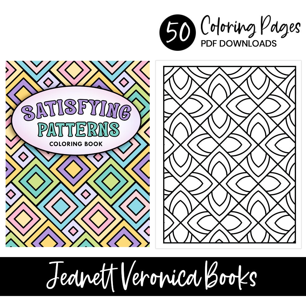 Satisfying Patterns Coloring Pages | Bold, Easy, Cute & Abstract Designs | 50 Printable PDFs | Instant Download - Image 1