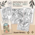 Minimalist Boho Art | Simple Line Art Designs | Bold and Easy Illustrations | Set One 10 Digital Coloring Pages | Instant Download PDF product logo