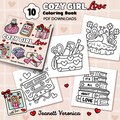 Cozy Girl Love Coloring Pages | Set One 10 pages | Instant Download PDF