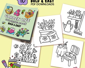 Páginas para colorear de Garden Life / Set Three 10 páginas / Descarga instantánea PDF