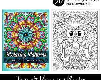 Relaxing Patterns | Mandala Inspired Mindful Patterns | 50 Digital Coloring Pages | Instant Download PDF