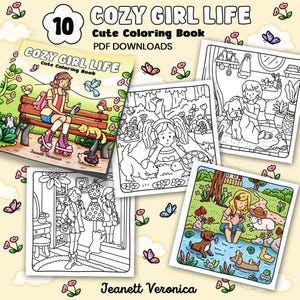 Cozy Girl Life Coloring Pages | Set Three 10 pages | Instant Download PDF