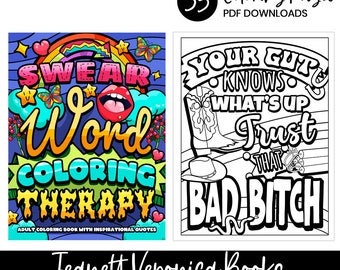 Swear Word Coloring Therapy | Swear Word Coloring Pages with Sweary, Inspirational Quotes | 35 Digital Coloring Pages | Instant Download PDF