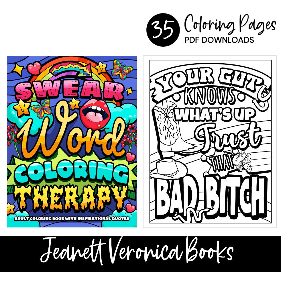 Swear Word Coloring Therapy – 35 Funny, Sweary Inspirational Quotes | Adult Printable Coloring Pages PDF | Instant Download