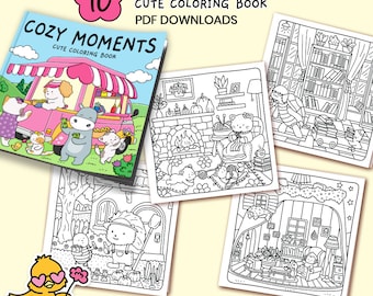 Cozy Moments Coloring Pages | Set Two 10 pages | Instant Download PDF
