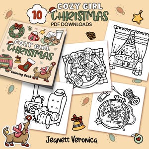 Cozy Girl Christmas Coloring Pages | Set One 10 pages | Instant Download PDF