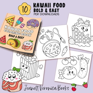 Kawaii Food Coloring Pages | Set Three 10 pages | Instant Download PDF