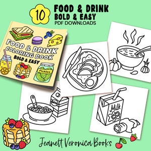 Food and Drink Coloring Pages | Set Three 10 pages | Instant Download PDF
