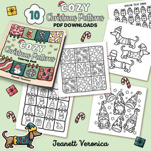 Cozy Christmas Patterns Coloring Pages | Set One 10 pages | Instant Download PDF