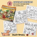 Cottage Friends Coloring Pages | Set One 10 pages | Instant Download PDF