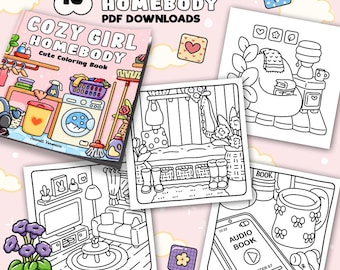 Cozy Girl Homebody Coloring Pages | Set One 10 pages | Instant Download PDF