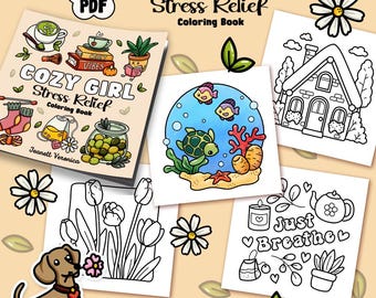Cozy Girl Stress Relief Coloring Pages | 51 Pages | Instant Download PDF