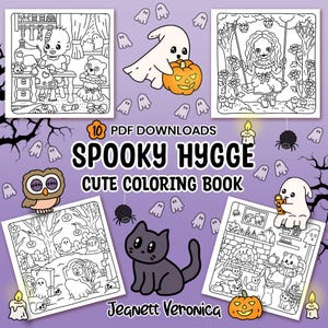Spooky Hygge Halloween Coloring Pages | Cozy Designs (PDF Download)