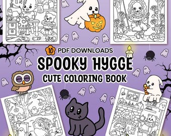 Spooky Hygge Halloween Coloring Pages | Cozy Designs (PDF Download)