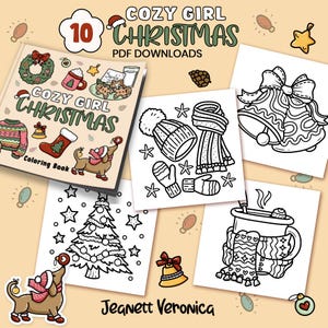 Cozy Girl Christmas Coloring Pages | Set Two 10 pages | Instant Download PDF