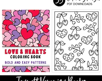 Love and Hearts | Bold & Easy Patterns | 35 Digital Coloring Pages | Instant Download PDF