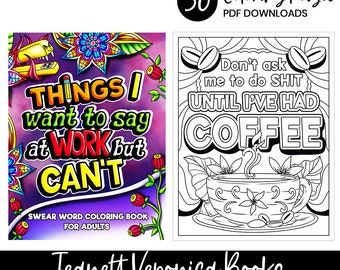 Things I Want to Say at Work but Can't Coloring Books for Adults, Coworker  Sarcastic Quotes, Funny Gag Gift, Office Gift, Mandala and Flower 