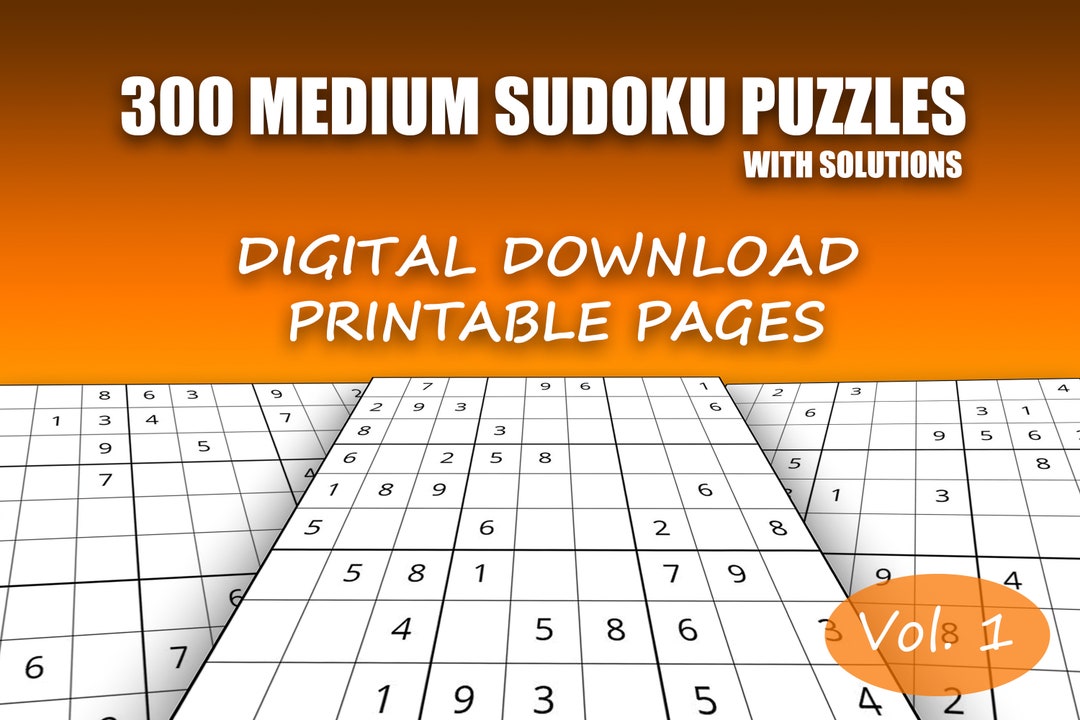 Sudoku Puzzles Medium Level Collection Vol. 1 300 Etsy