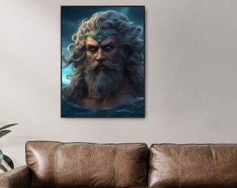 Poseidon Greek god of sea, Digital Art ClipArt, watercolor clip art, illustration clip art, Wallpaper clipArt, ClipArt Greek mythology